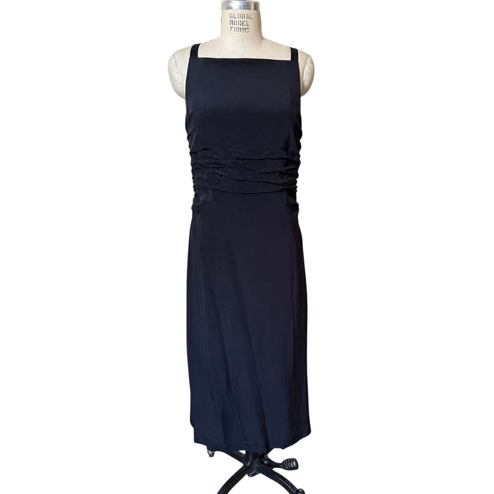 La Ligne Black Silk Midi Sasha Dress Size Large Designer Party